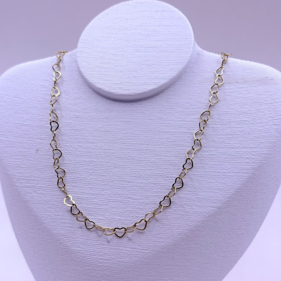 COLAR ELO CORAÇÕES INOX DOURADO