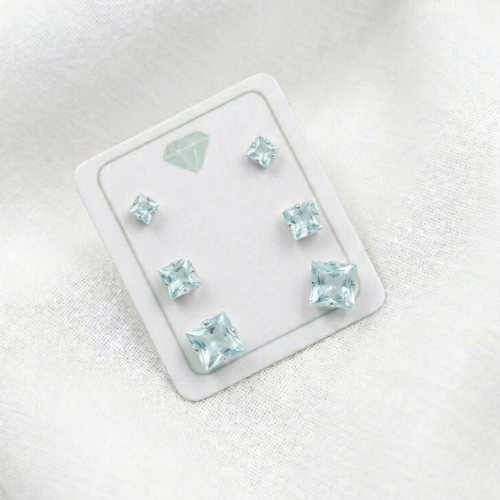 TRIO ZIRCONIA QUADRADA VERDE AGUA