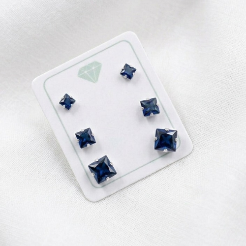 TRIO ZIRCONIA QUADRADA AZUL ESCURO