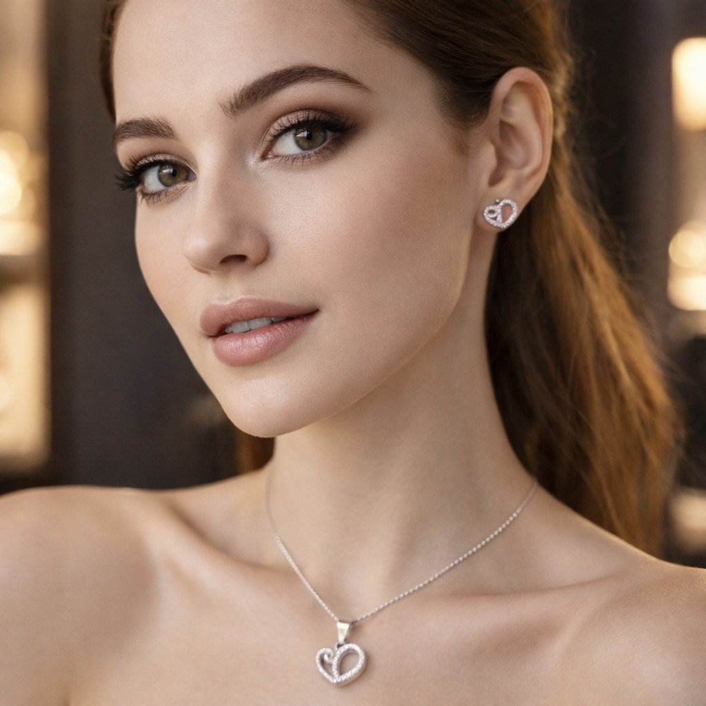 CONJUNTO ZIRCONIA CORAÇÃO ARABESCO
