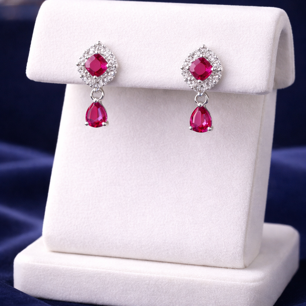 BRINCO GOTA LUXO ROSA P ZIRC PENDURADA