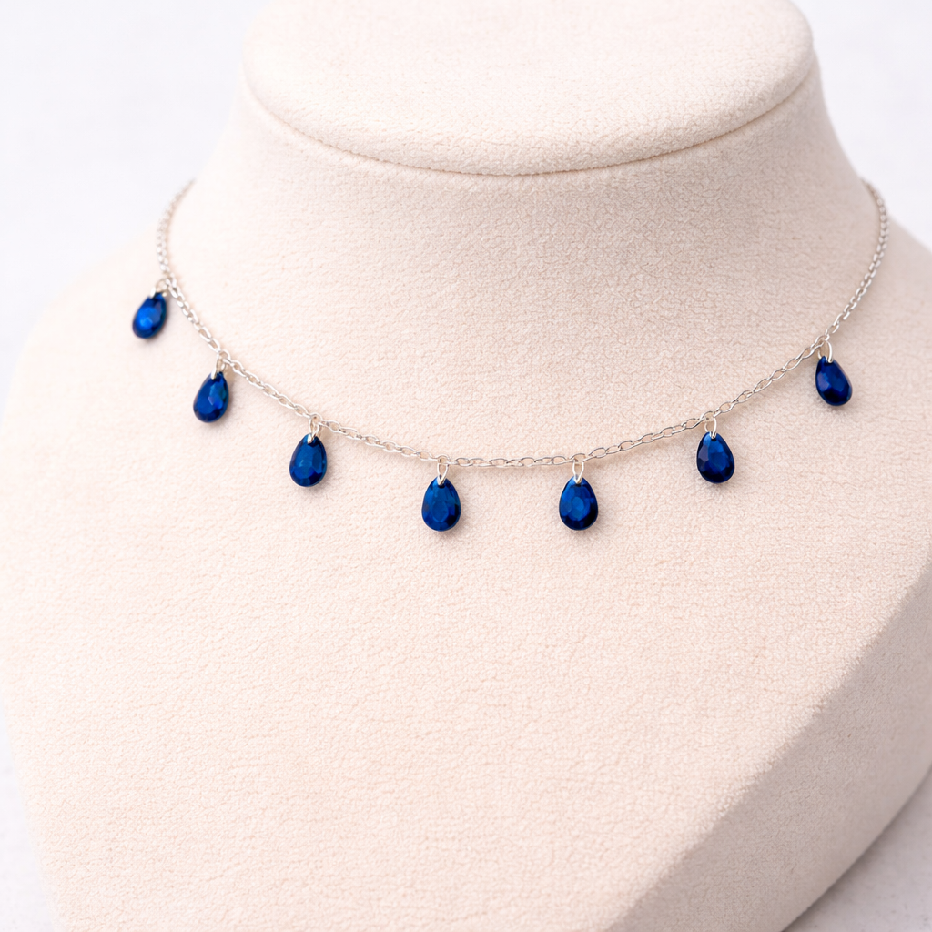 CHOKER ZIRCONIAS OVAIS AZUL ESCURO