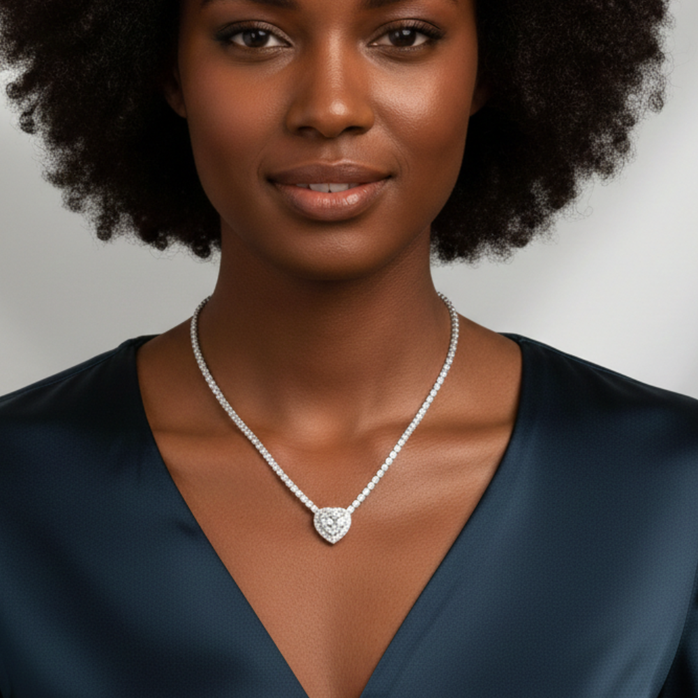 COLAR RIVIERA CORAÇÃO ZIRCONIA TRANSP