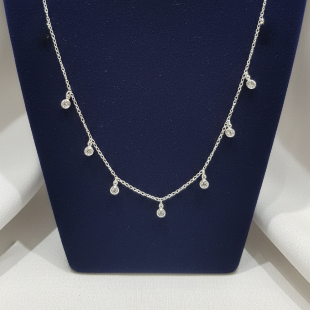 COLAR CHOKER ZIRCONIAS TRANSPARENTES PENDURADAS