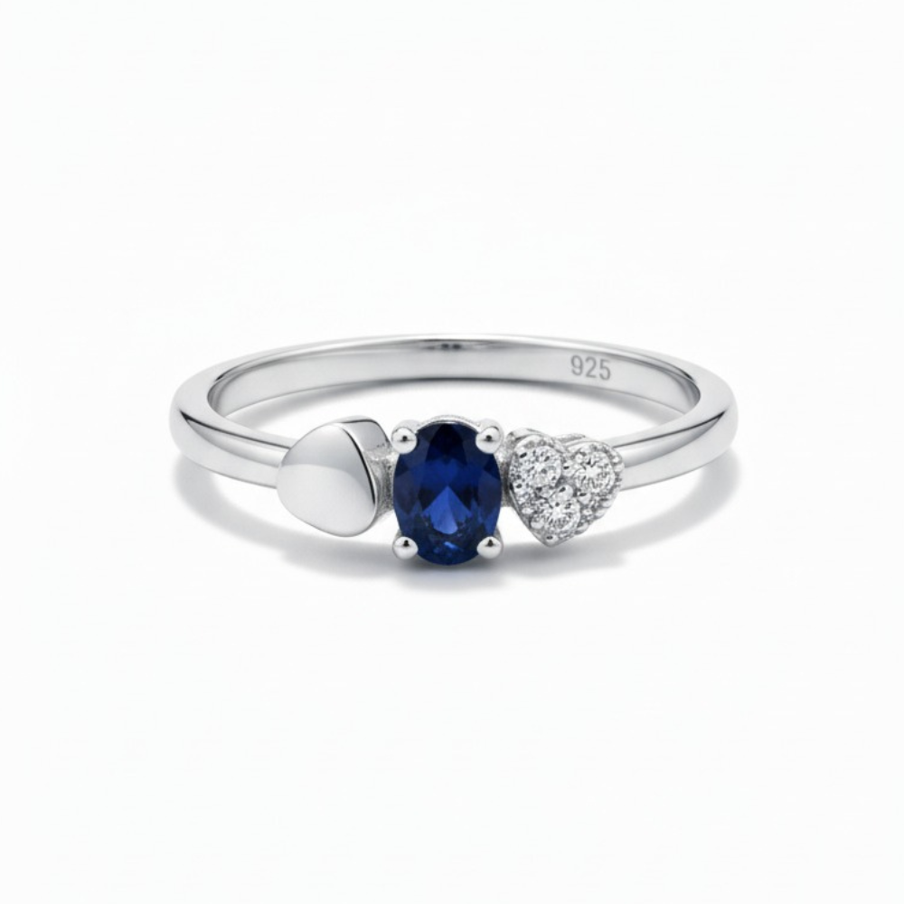 ANEL ZIRCONIA AZUL COM CORAÇÃO