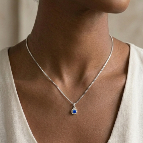 COLAR VENEZIANA V12 COM PINGENTE ITALIANO CRAV PP AZUL ESCURO