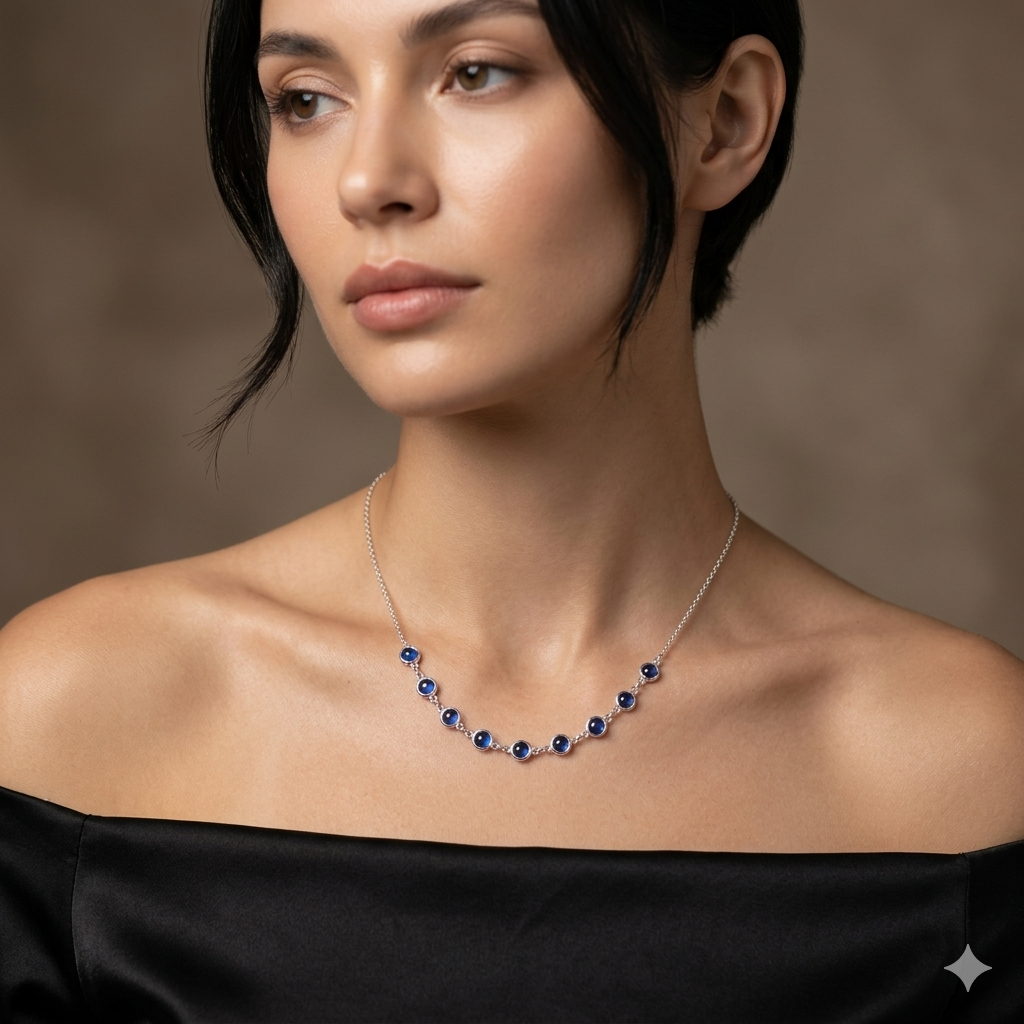 COLAR CHOKER AZUL ESCURO ZIRC INTERISSAS