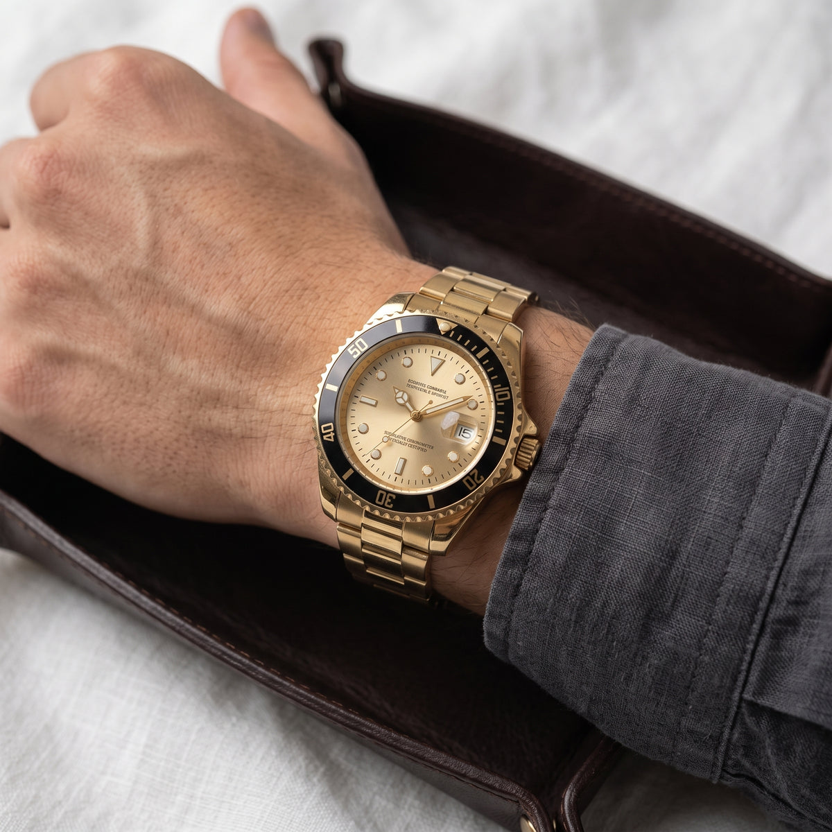 Relógio Masculino Dourado/Preto Luxo