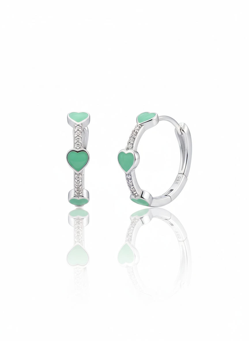 BRINCO ARGOLA CORAÇÕES VERDES CRAV