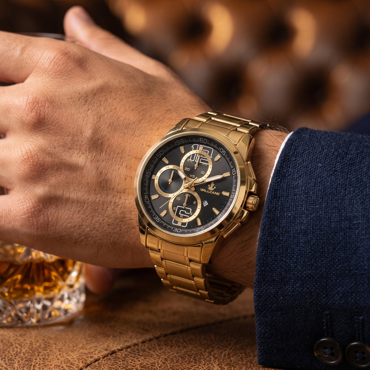 Relógio Masculino Dourado/Preto Italiano