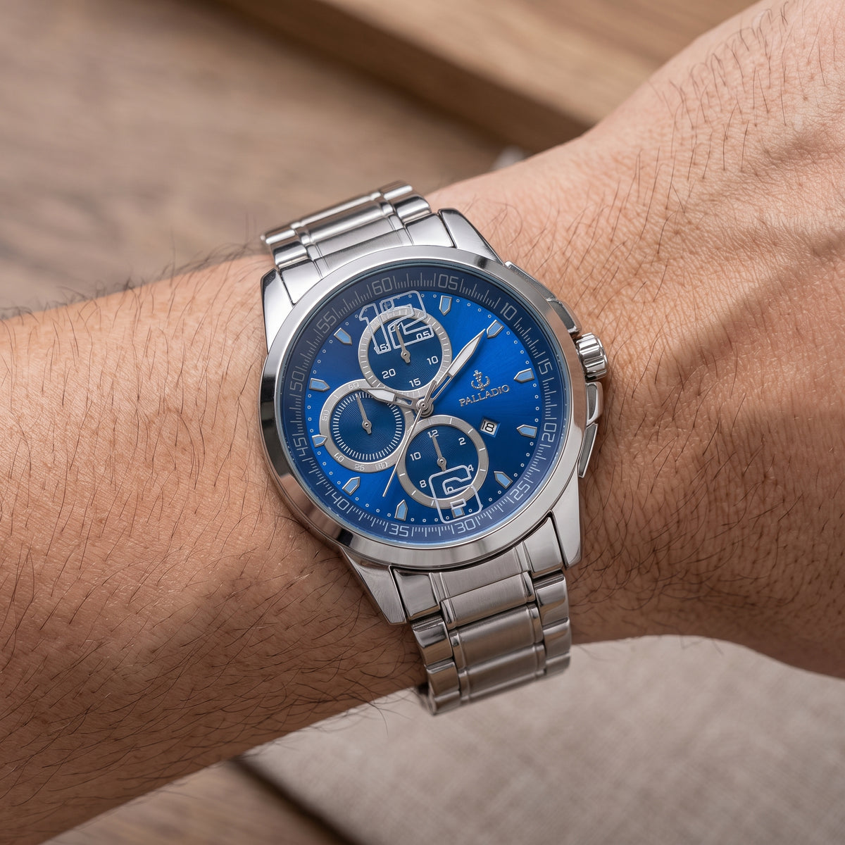 Relógio Masculino Prata/Azul