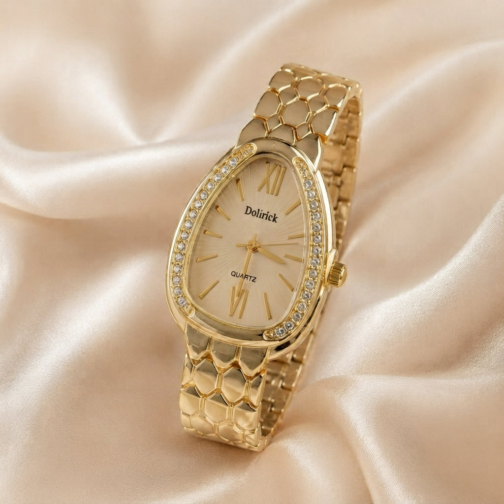 Relógio Feminino Luxo Dourado OVAL