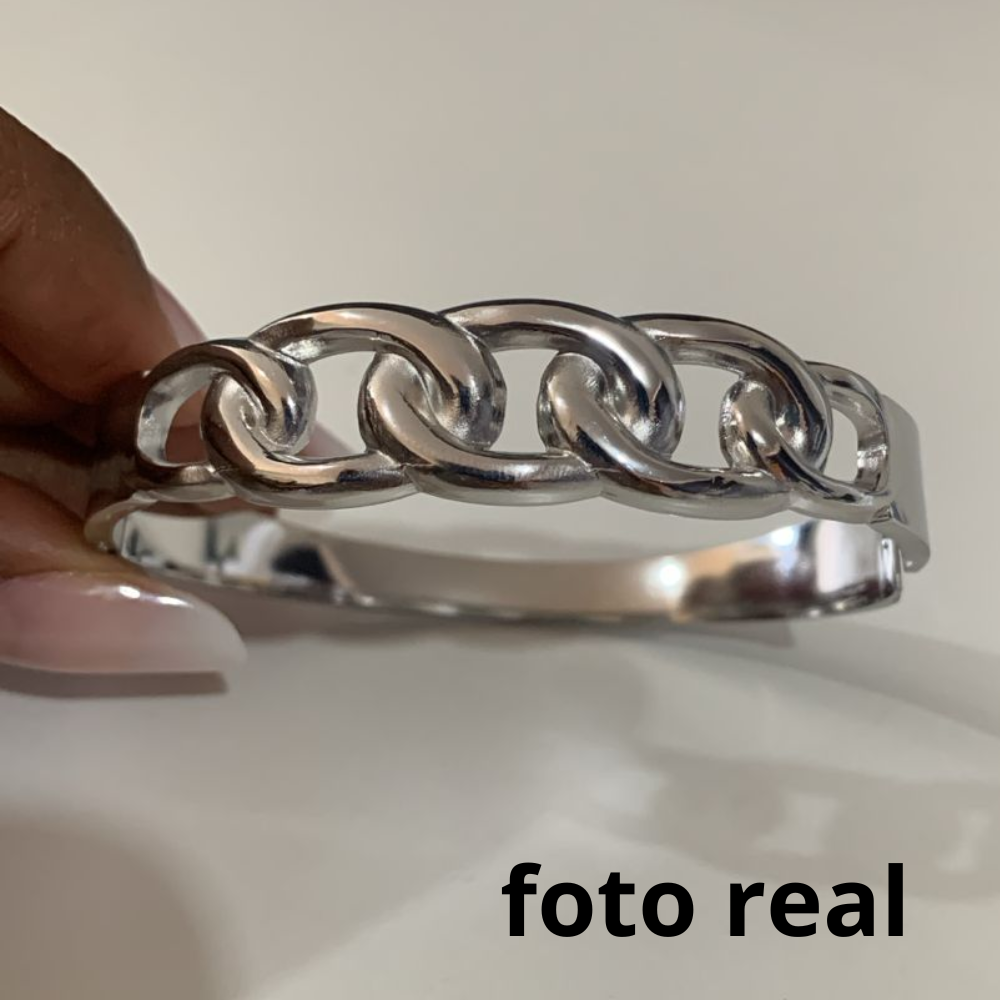 BRACELETE 5 ELOS INOX PRATA
