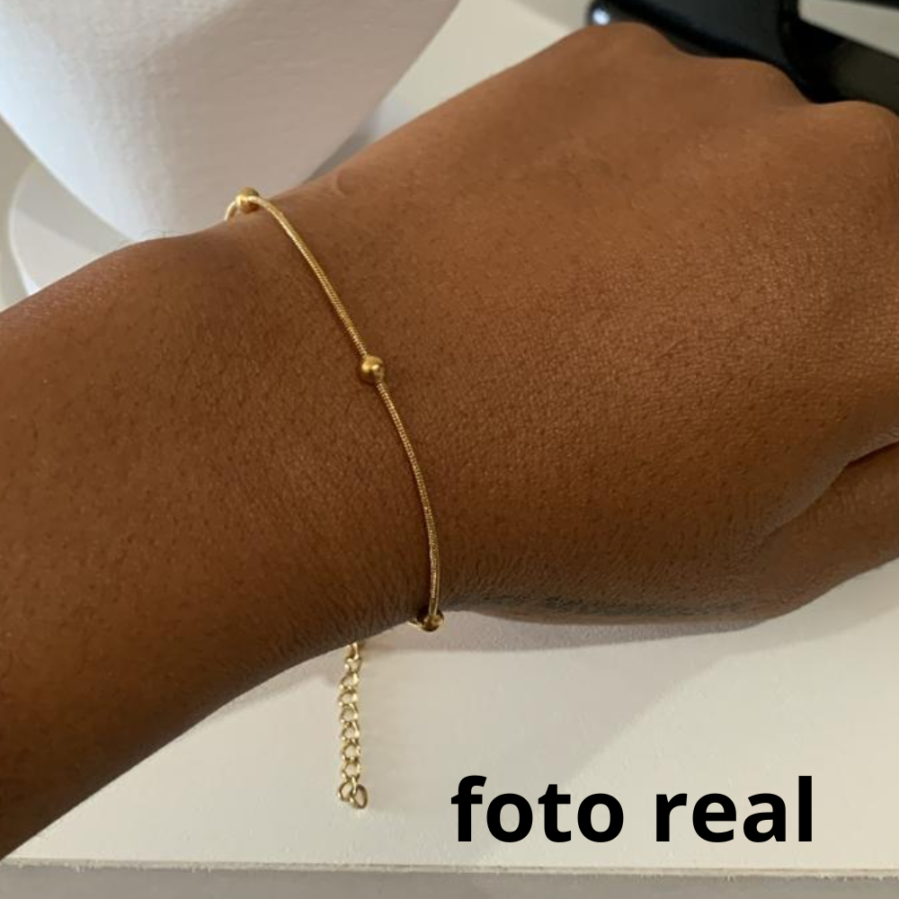 PULSEIRA FINA BOLINHAS ESPAÇADAS INOX DOURADO