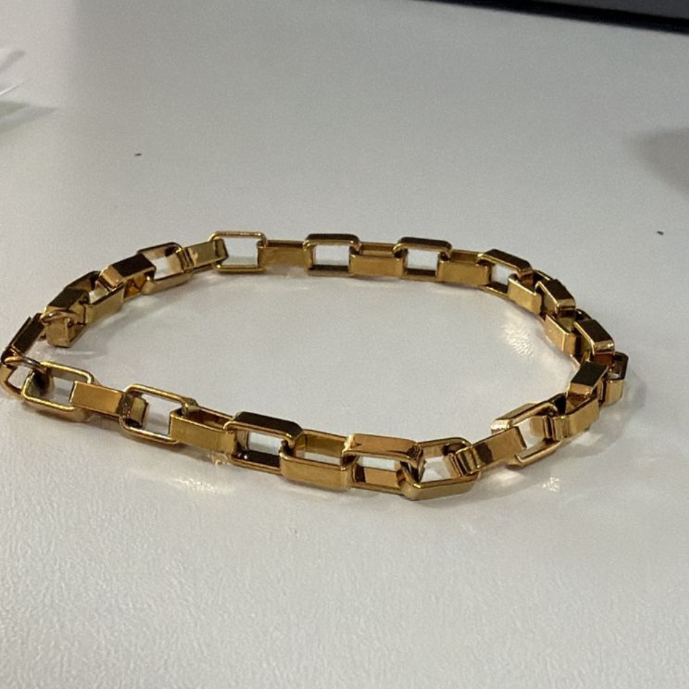 PULSEIRA INOX DOURADO MASCULINO GROSSA