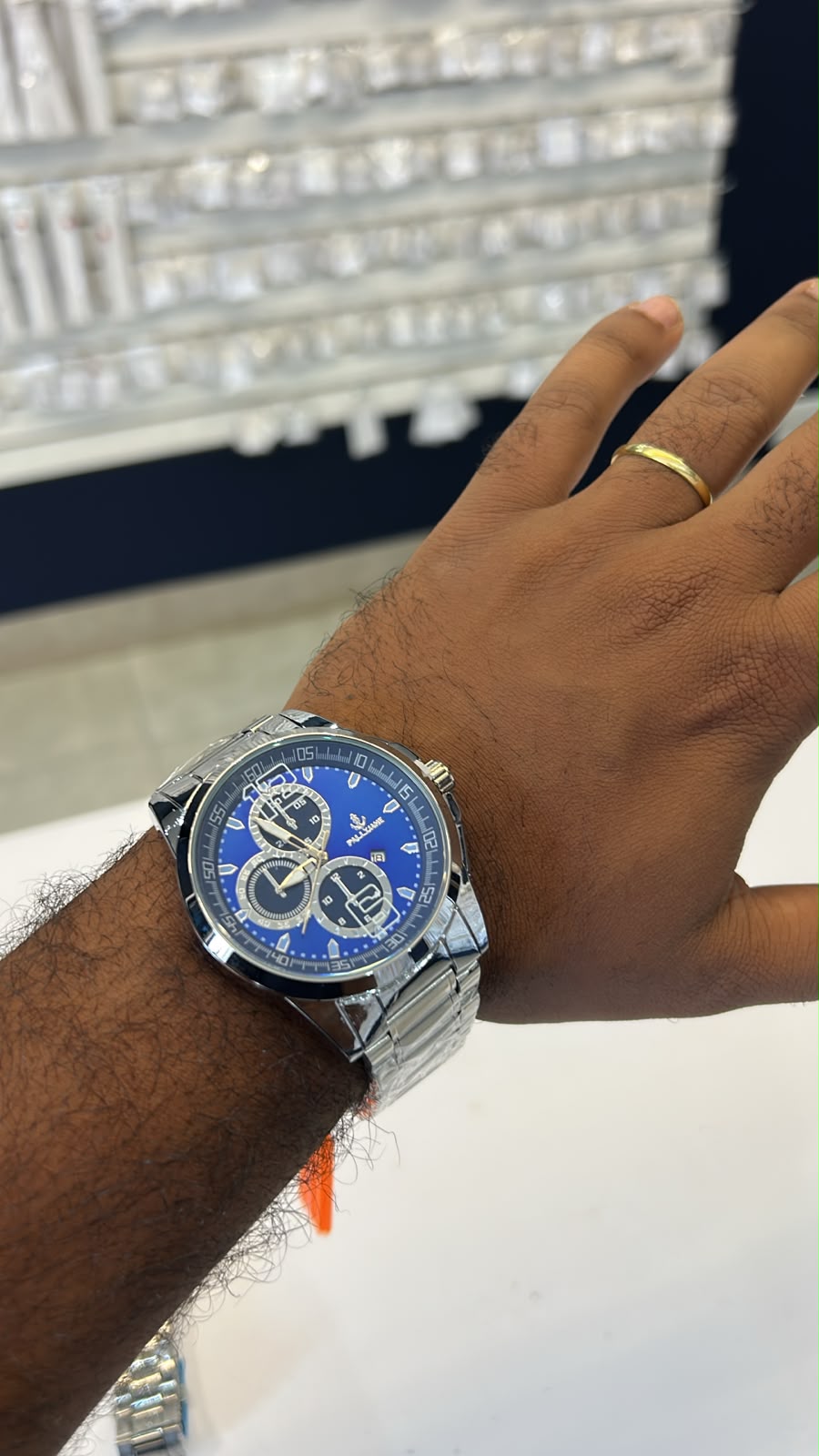 Relógio Masculino Prata/Azul