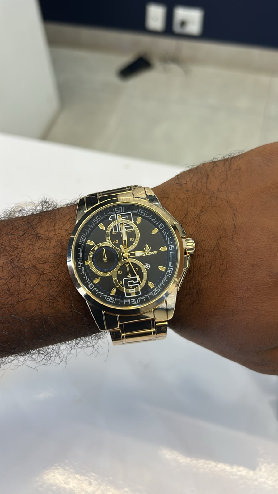 Relógio Masculino Dourado/Preto Italiano