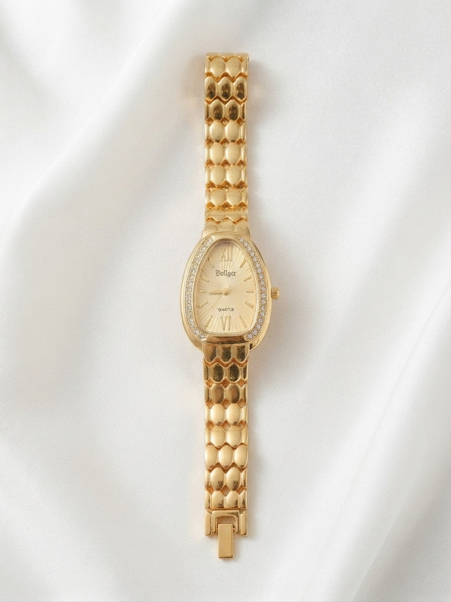 Relógio Feminino Luxo Dourado OVAL