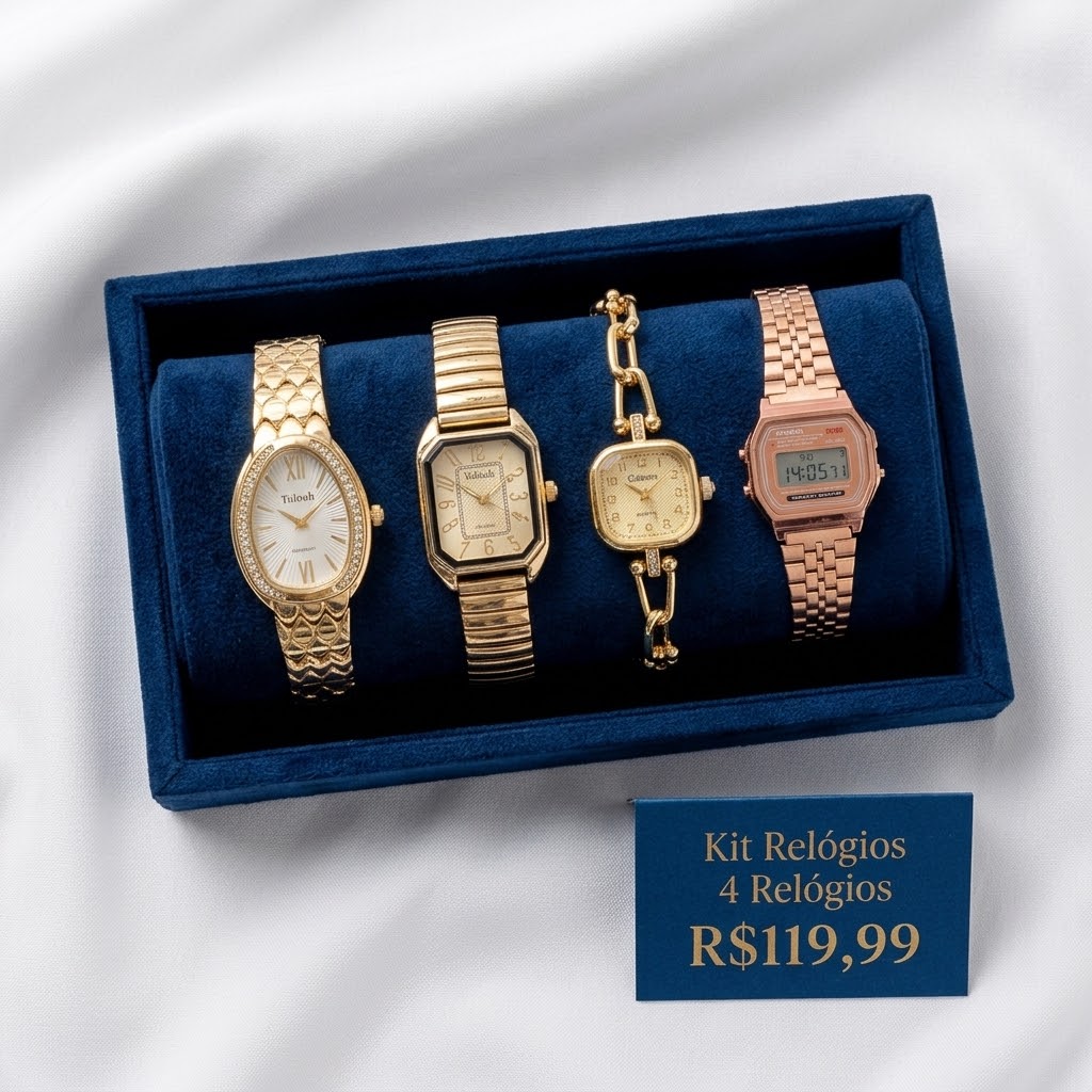 KIT 4 RELÓGIOS FEMININOS