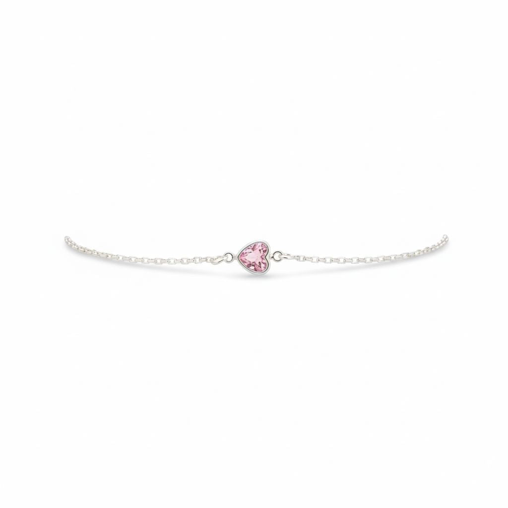PS ZIRCONIA CORAÇÃO ROSA UNICA MEIO CARTIER