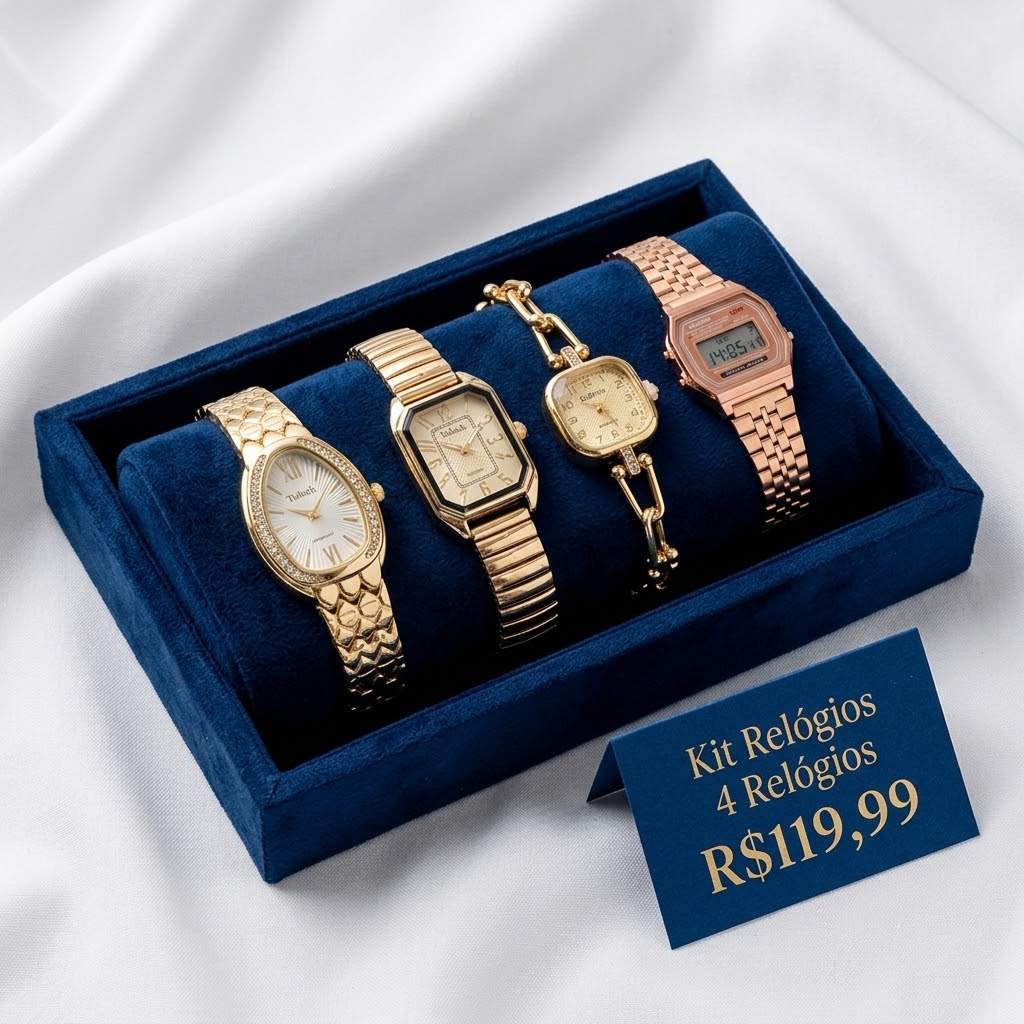 KIT 4 RELÓGIOS FEMININOS