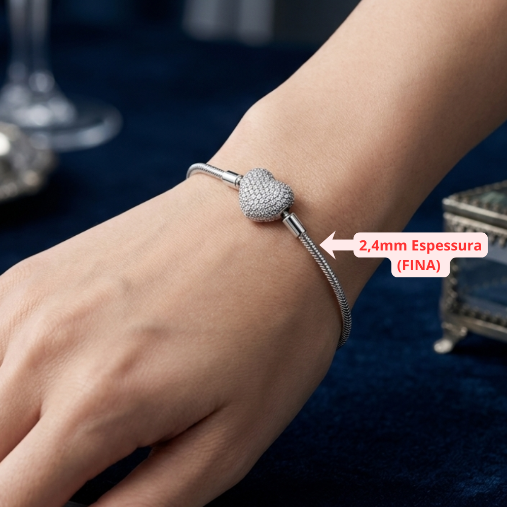 PULSEIRA PANDORA FECHO CORAÇÃO CRAVEJADO 2,44MM