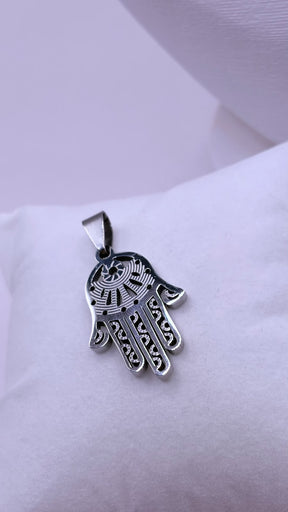 PINGENTE MAO DE FATIMA INOX PRATA E DOURADO