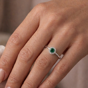 ANEL ZIRCONIA REDONDA VERDE ESMERALDA