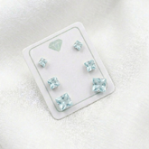TRIO ZIRCONIA QUADRADA VERDE AGUA