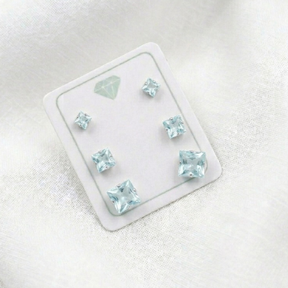 TRIO ZIRCONIA QUADRADA VERDE AGUA