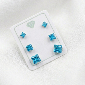 TRIO ZIRCONIA QUADRADA AZUL