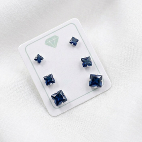 TRIO ZIRCONIA QUADRADA AZUL ESCURO