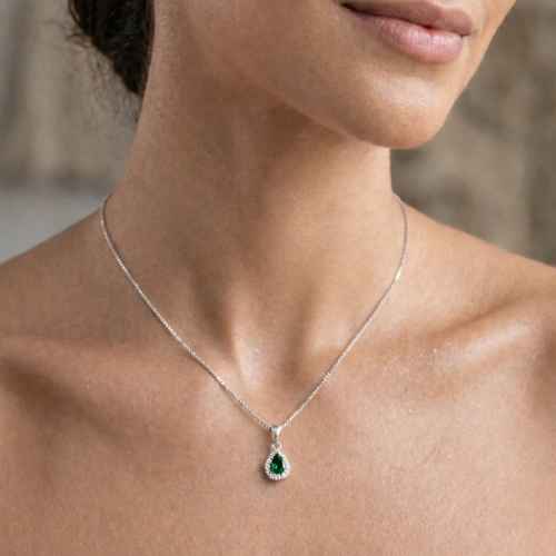 COLAR ZIRCONIA ITALIANA FORMATO GOTA VERDE