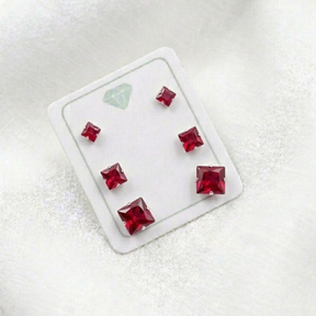 TRIO ZIRCONIA QUADRADA VERMELHA