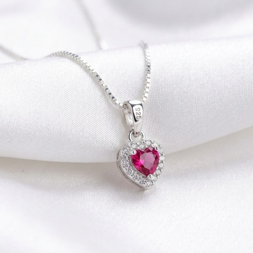 COLAR ZIRCONIA ITALIANA CORAÇÃO ROSA