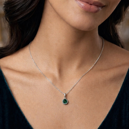 COLAR ZIRCONIA ITALIANA REDONDA VERDE ESMERALDA