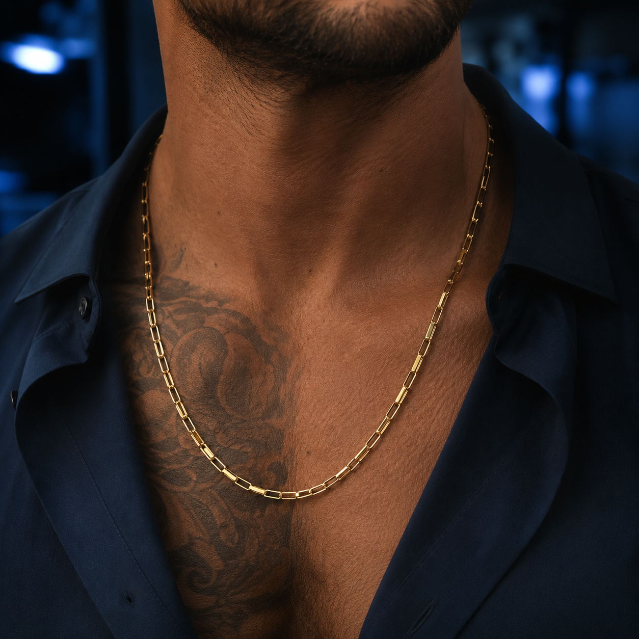 CONJUNTO INOX DOURADO MASCULINO ( PULSEIRA + CORRENTE )
