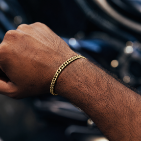 PULSEIRA INOX DOURADO MASCULINO GRUMET DUPLA 5MM