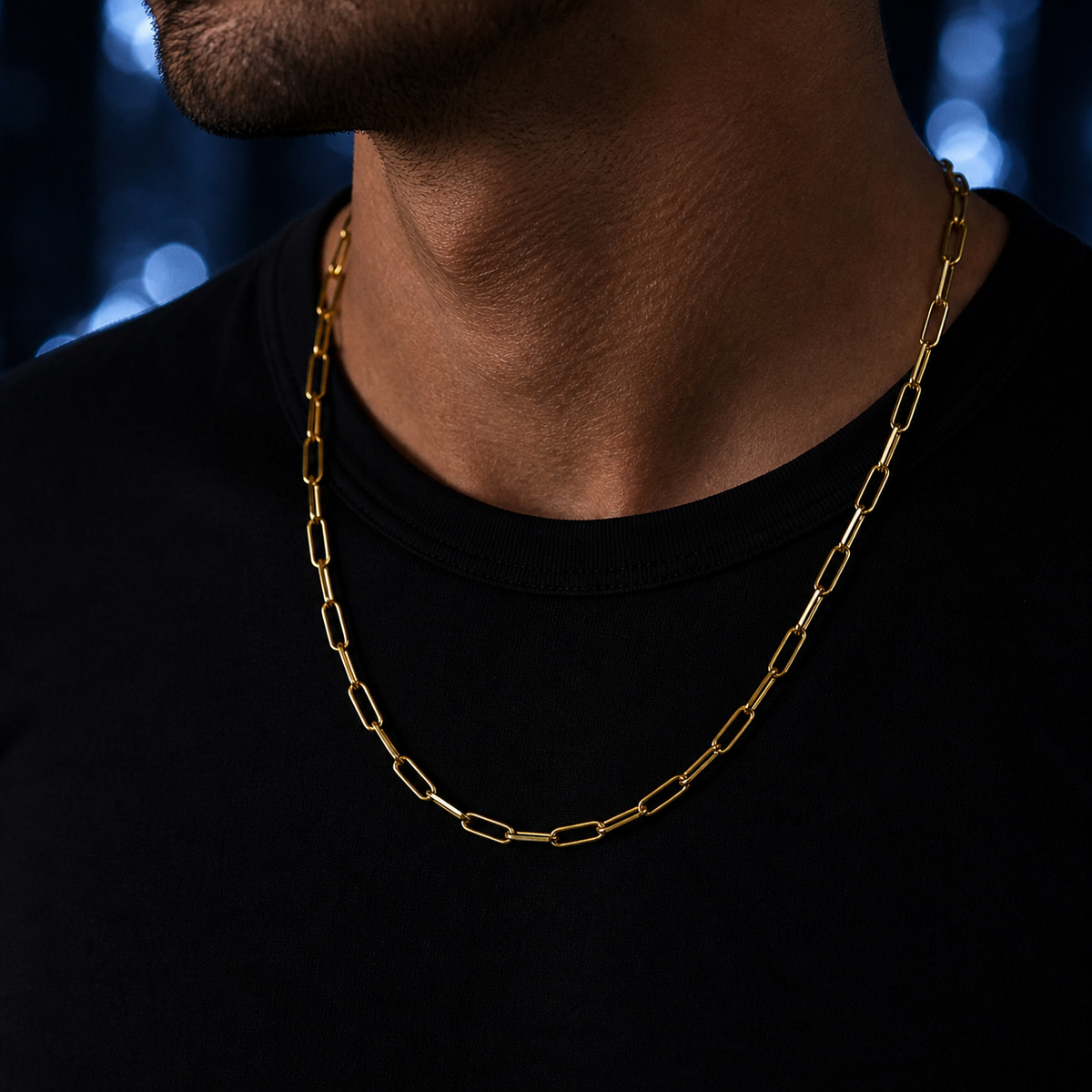 COLAR INOX DOURADO MASCULINO CARTIER 60CM