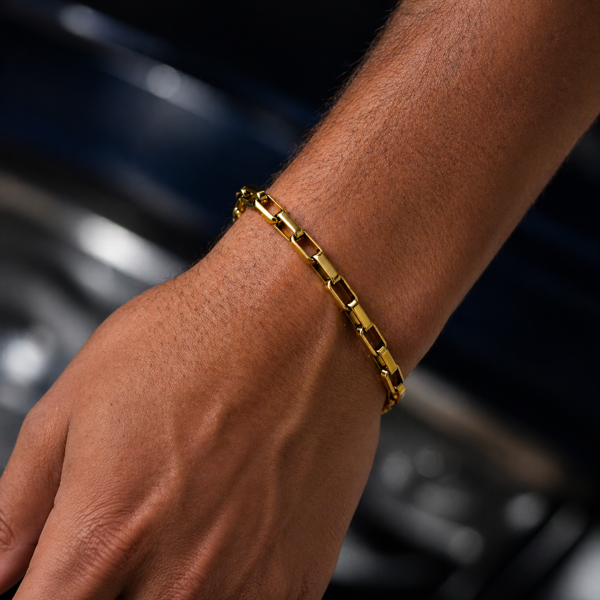 PULSEIRA INOX DOURADO MASCULINO CARTIER GROSSA