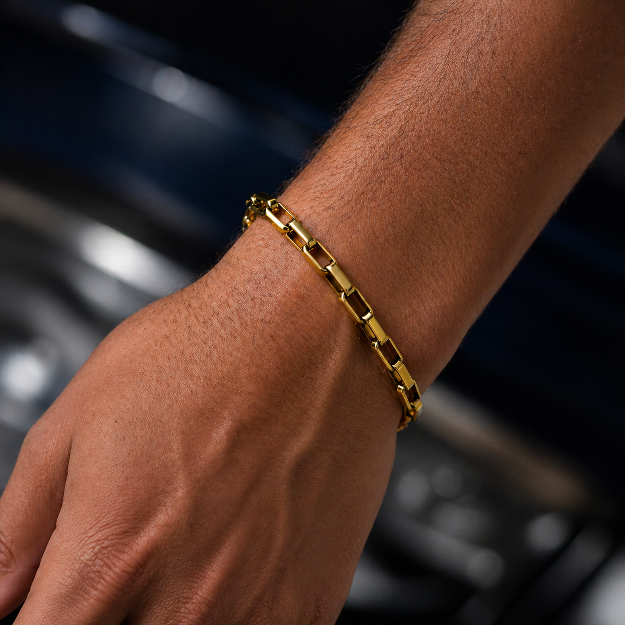 PULSEIRA INOX DOURADO MASCULINO GROSSA