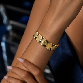 BRACELETE SÃO BENTO MEDALHAS INOX DOURADO