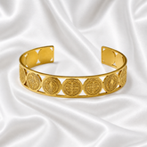 BRACELETE SÃO BENTO MEDALHAS INOX DOURADO