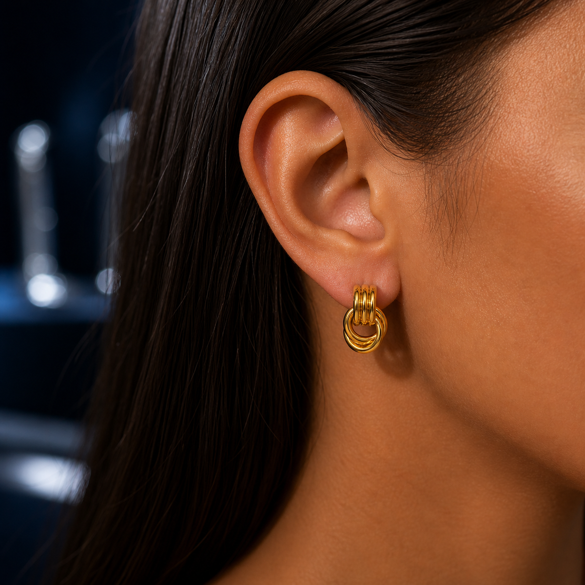 BRINCO AROS TRIPLOS PEQUENO INOX DOURADO