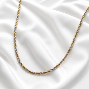 COLAR INOX PRATA E DOURADO ELO TORCIDO FINO 1.5MM