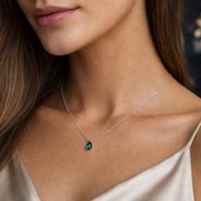 COLAR ZIRCONIA GOTA INGLESA VERDE AGUA