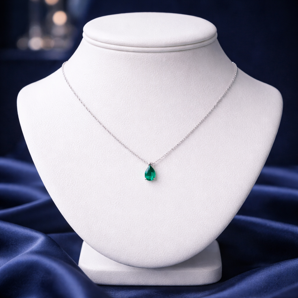COLAR ZIRCONIA GOTA INGLESA VERDE AGUA