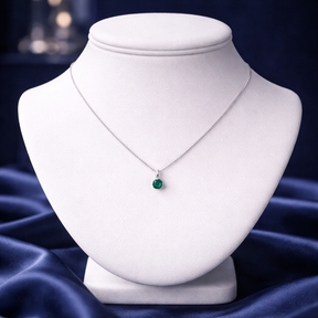 COLAR ZIRCONIA REDONDA INGLESA VERDE ESMERALDA