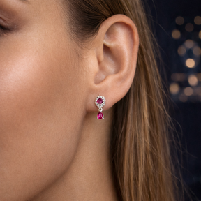 BRINCO GOTA LUXO ROSA P ZIRC PENDURADA