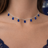 CHOKER ZIRCONIAS OVAIS AZUL ESCURO